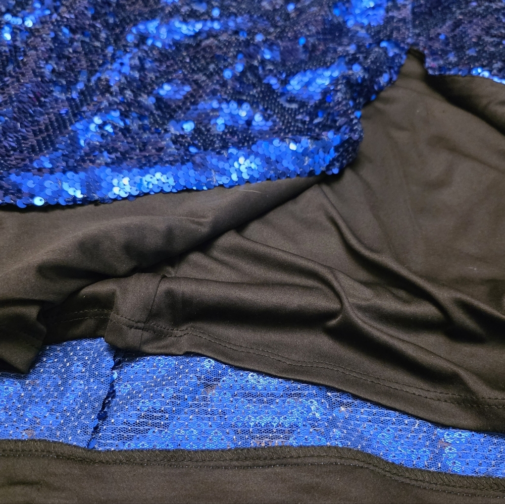 Donna Morgan Shimmering Blue Sequin Midi Dress Size 10 - Picture 9 of 12